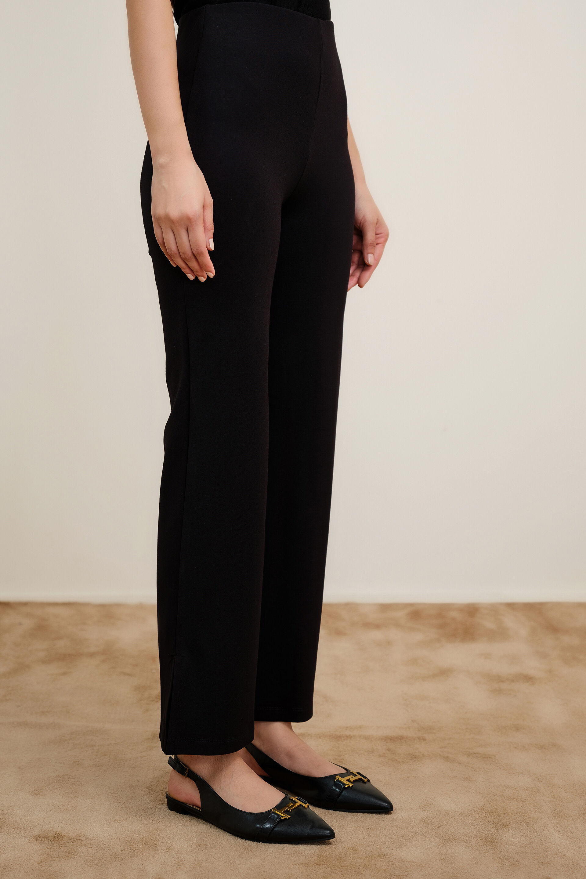 Black High-Waist Bootcut Trousers, Black, image 4